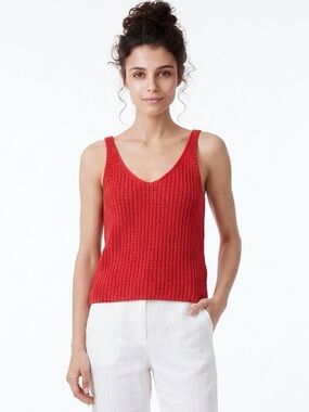 MOON & MADISON | Red Open Knit Sleeveless Sweater Tank Top Women’s Size Large